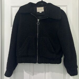 Aeropostale black Sherpa full zip jacket juniors womens size XS